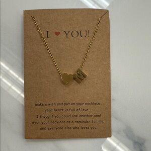 Charming Gold Heart and Initial Necklace